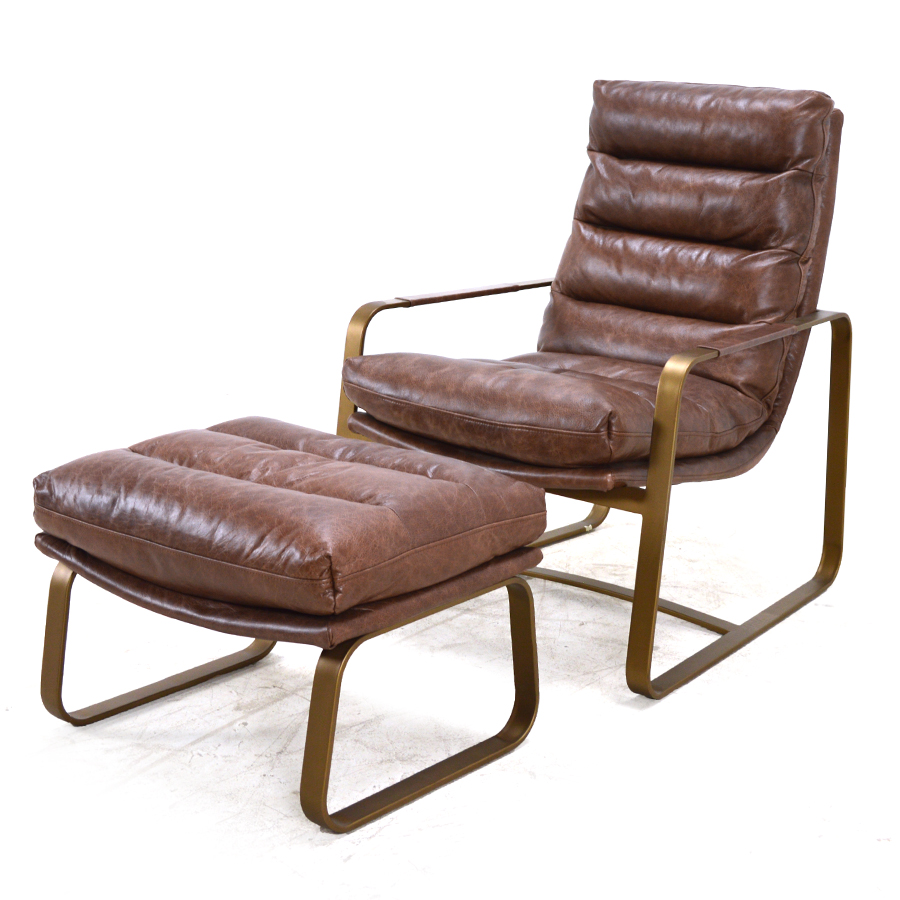 silvio leather chair and ottoman florence whiskey