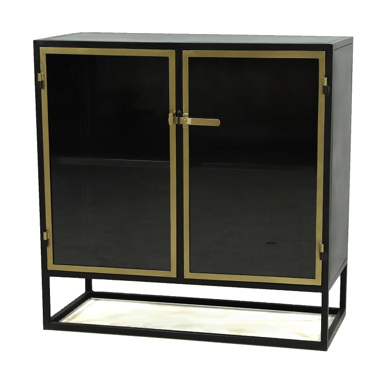 Lamar Glass Door Display Cabinet, Brushed Ebony - Home Source Furniture