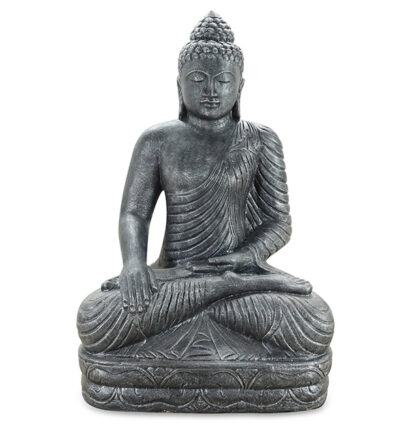 Dramatic 60" Tall Meditation Buddha RIS 732, Aged Silver