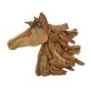 Natural Teak Mustang Horse Sculpture 34" Tall, JS 459