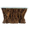Sculptural Organic Teak Console Table with Glass, RIS 852 - Image 2