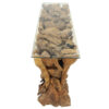Sculptural Organic Teak Console Table with Glass, RIS 852 - Image 5