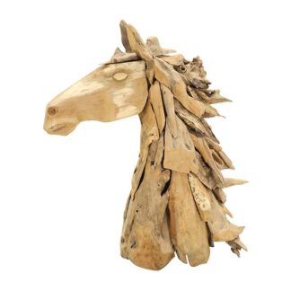 Craftsman Made Teak Wood Horse Sculpture 35" Tall, RIS 864