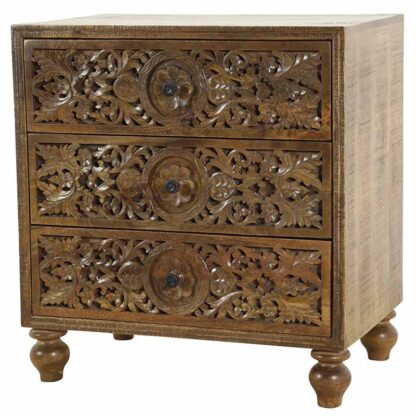 Sumatra 3 Drawer Nightstand, Distressed Patina