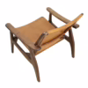 Anja Leather Lounge Chair, Solid Teak Wood Frame - Image 3