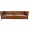 Terence 90" Button-Tufted Leather Sofa, Ashby Brown