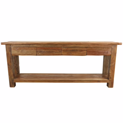 Four Drawer Handcrafted 79'' Teak Wood Console Table, DA 40 - Image 2