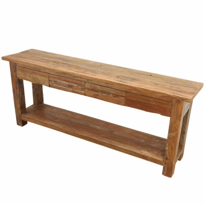 Four Drawer Handcrafted 79'' Teak Wood Console Table, DA 40 - Image 3