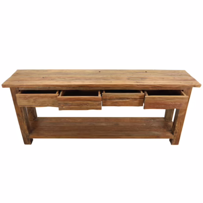Four Drawer Handcrafted 79'' Teak Wood Console Table, DA 40 - Image 5