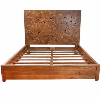 Magda Handcrafted Solid Wood King Bed, Organic Natural
