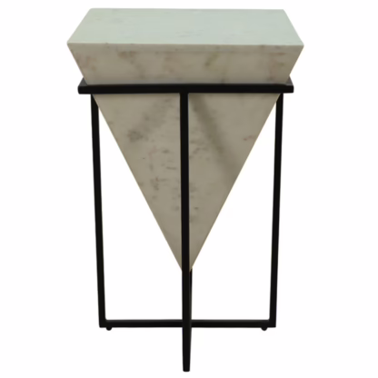Omni White Marble End Table with Black Iron - Image 2