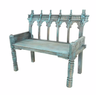 Jaisalmer Craftsman-Made Bench, Vintage Blue, MSI 610