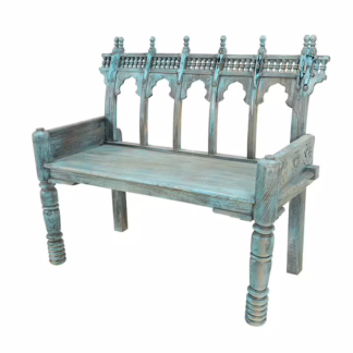 Jaisalmer Craftsman-Made Bench, Vintage Blue, MSI 610