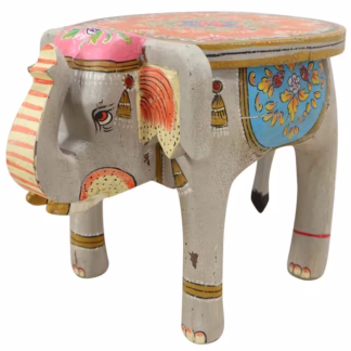Uniquely Hand-Painted Grey Elephant Stool, MSI 854