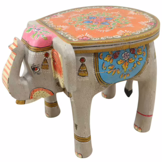 Haathi Hand-Painted Elephant Side Table, MSI 854 Grey