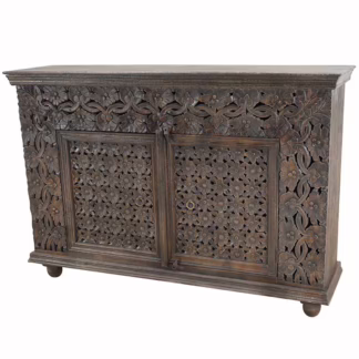 Two Door 62'' Hand-Carved Vintage Black Buffet, MSI 855