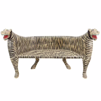 Kala Hand-Painted White Tiger Bench, MSI 883
