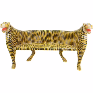 Kala Hand-Painted Yellow Tiger Bench, MSI 883