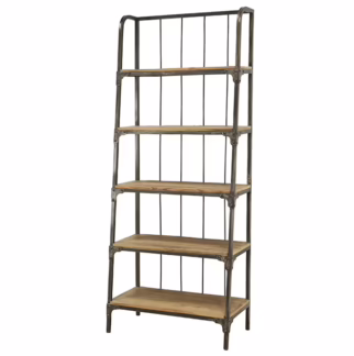 Kiley Industrial Iron Bookshelf, Rustic Natural
