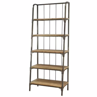 Kiley Industrial Iron Bookshelf, Rustic Natural