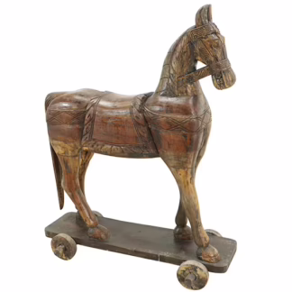Majestic Hand Carved Teak Wood Horse 51" Tall, MSI 852