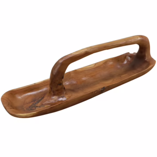 Natural Teak Wood Vessel with Handle, RIS 882
