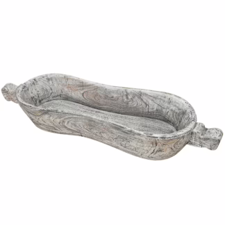 Vintage Wooden Bowl in Antique White, MSI 11