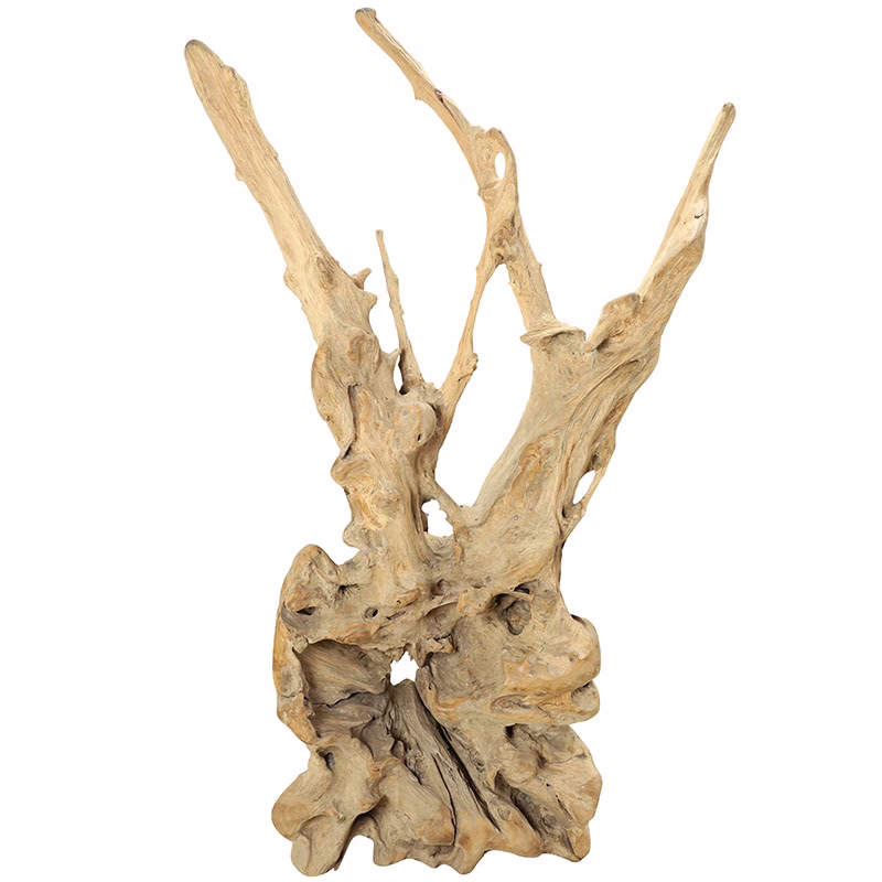 Abstract Teak Sculpture Natural Wood Statement Art | Home Source Furniture Houston Home Source Furniture Natural abstract teak sculpture with organic flowing texture handcrafted statement art piece for luxury Houston homes and US interiors