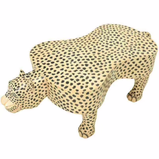 Mohini Hand-Painted White Leopard Coffee Table