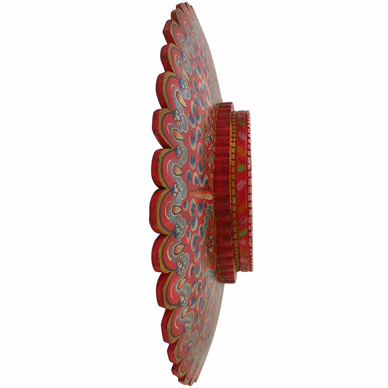 Mandapa Bold Hand Painted Indian Wall Mirror MSI 956 4 Side profile of hand painted Indian wall mirror showing thickness