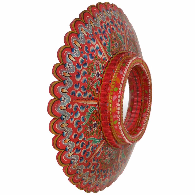 Mandapa Bold Hand Painted Indian Wall Mirror MSI 956 3 Close up detail of hand painted floral pattern on Indian mirror