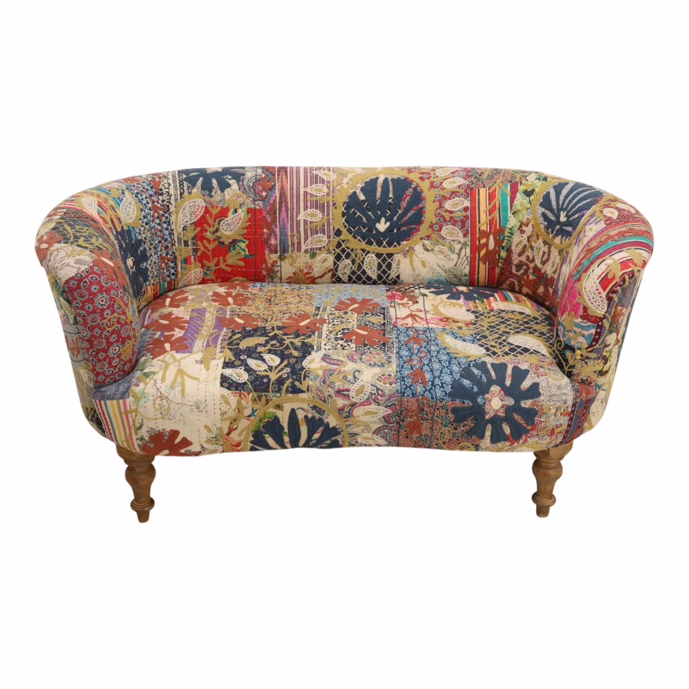 Khalani Patchwork Upholstered Petite Sofa 2 Khalani Patchwork Upholstered Petite Sofa - Image 2