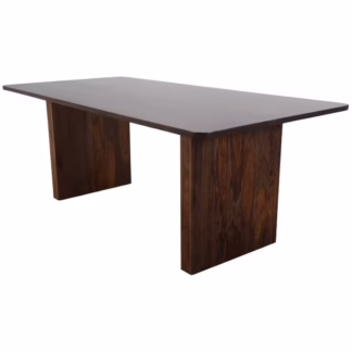 Remy solid wood dining table 79 inch angled view highlighting fluted base and wood grain