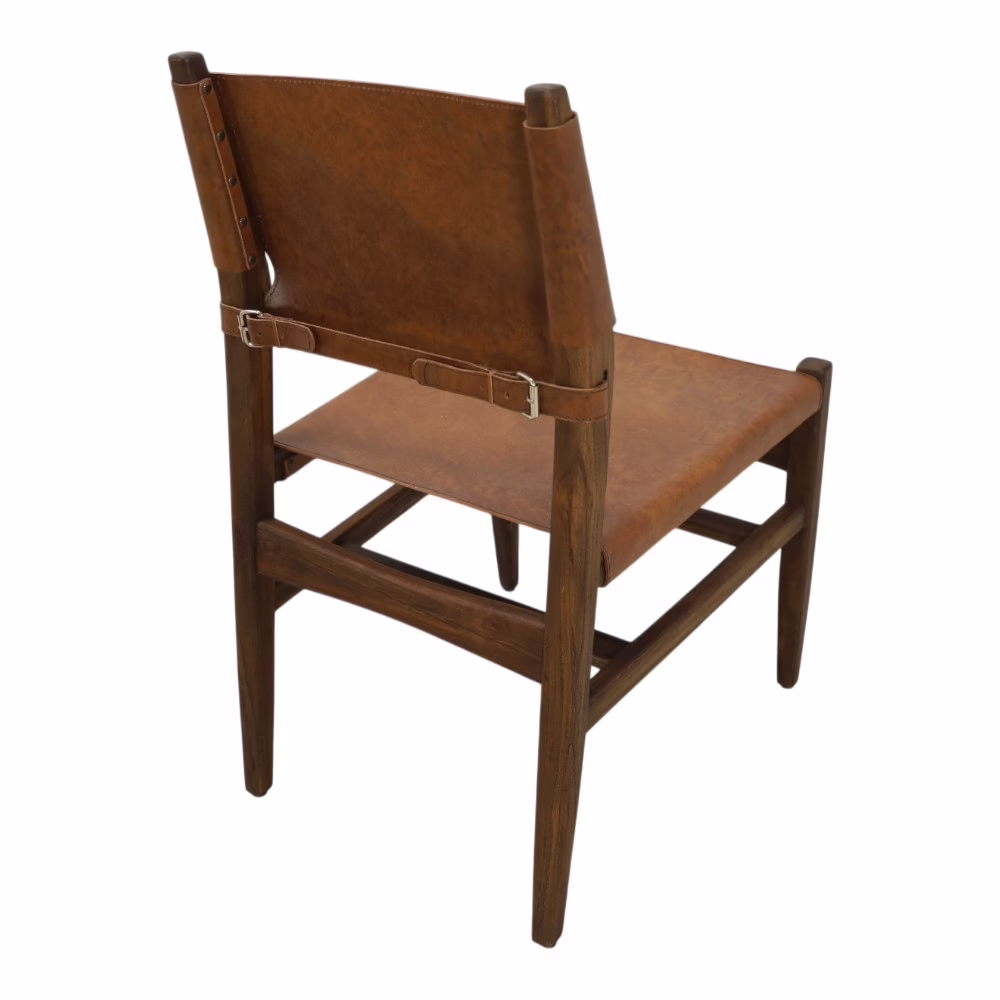 Rune Leather Dining Chair, Solid Teak Wood Frame 3 Rune Leather Dining Chair, Solid Teak Wood Frame - Image 3