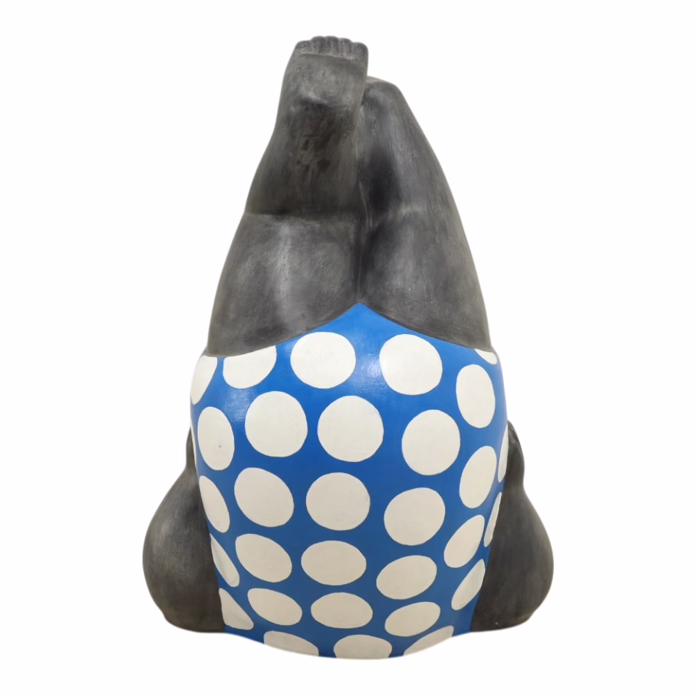 Charming Ballerina Sculpture 26" Tall, RIS 905 Blue 2 blue polka dot sculpture decor outdoor indoor cast stone figure