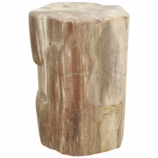 solid petrified wood end table front view with natural stone veining