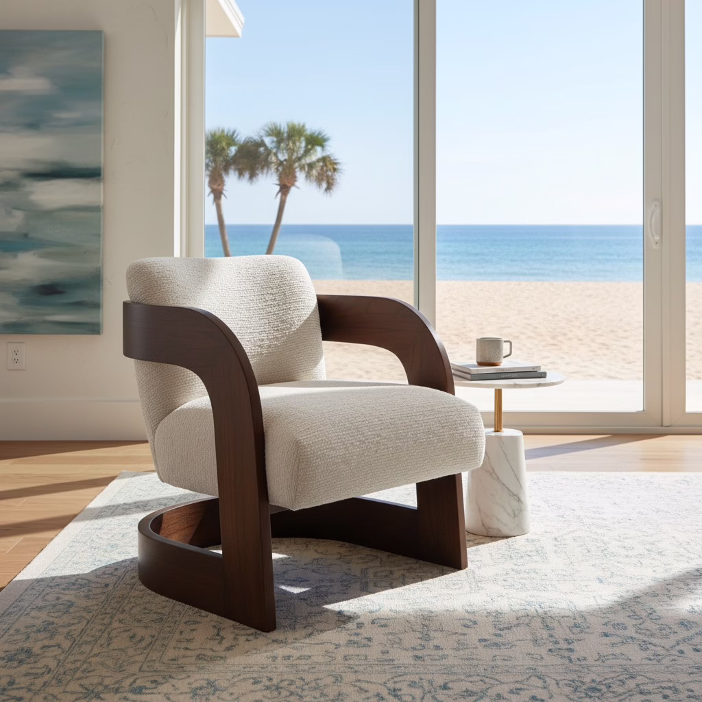 Aiko Upholstered Accent Chair, Brown 2 Aiko Upholstered Accent Chair, Brown - Image 2