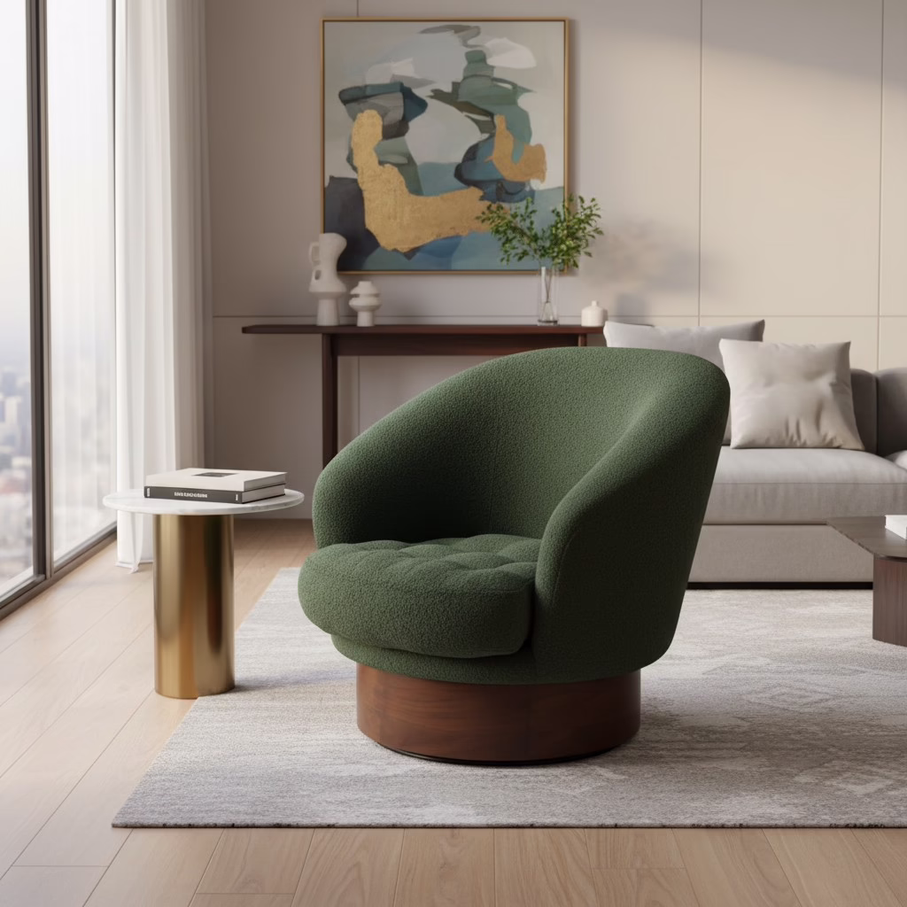 Noor Upholstered Swivel Lounge Chair 3 Noor Upholstered Swivel Lounge Chair - Image 3