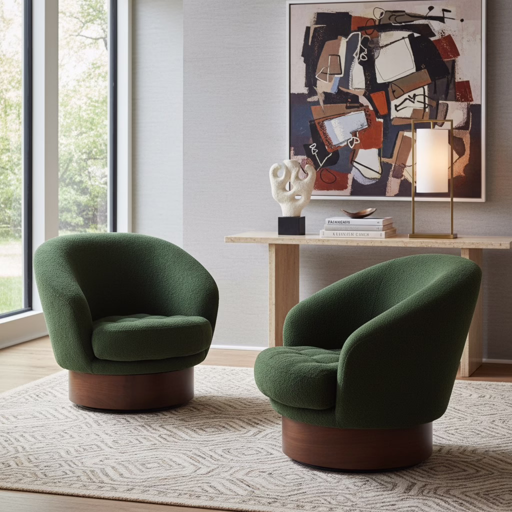 Noor Upholstered Swivel Lounge Chair 12 Noor Upholstered Swivel Lounge Chair - Image 12