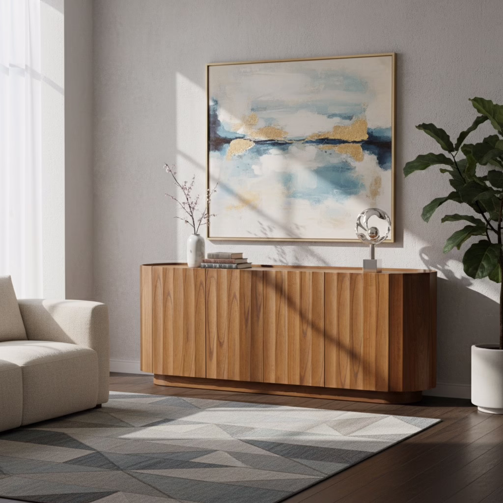 Winnie 88" Sculptural Sideboard, Medium Brown 2 Winnie 88" Sculptural Sideboard, Medium Brown - Image 2