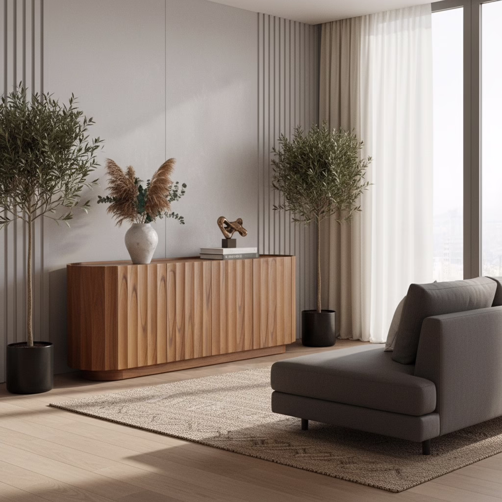 Winnie 88" Sculptural Sideboard, Medium Brown 6 Winnie 88" Sculptural Sideboard, Medium Brown - Image 6