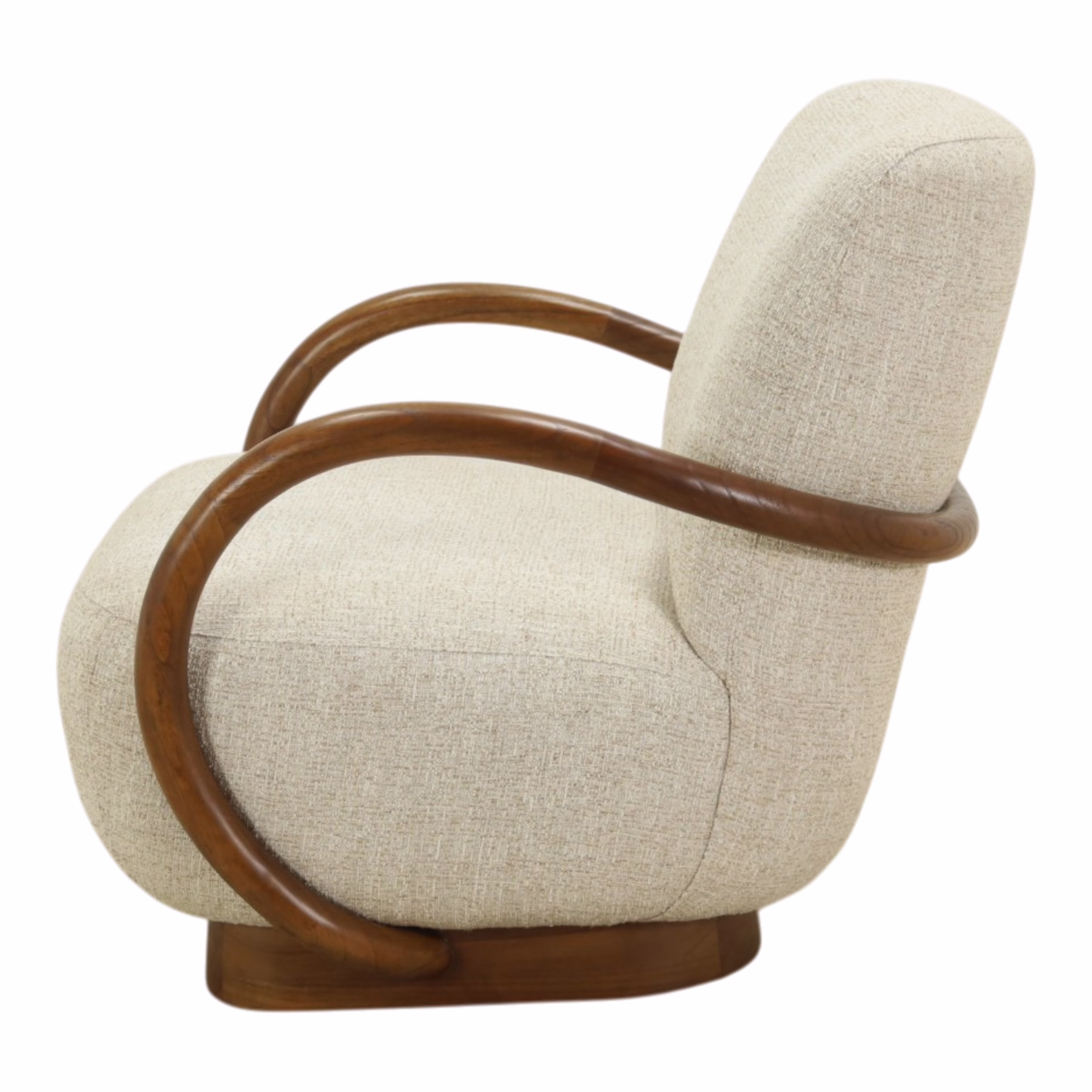 Miraal Upholstered Accent Chair 12 Side profile of Miraal Upholstered Accent Chair with continuous curved wood arms