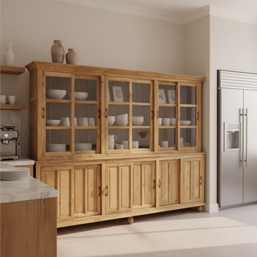 Arnhem 120" Hand Crafted Teak Wood Display Cabinet 12 Arnhem 120" Hand Crafted Teak Wood Display Cabinet - Image 12