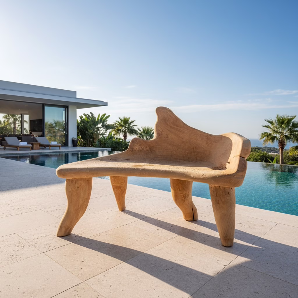 Abstract Organic Teak Root Wood Bench, RIS 902D 5 Abstract Organic Teak Root Wood Bench, RIS 902D - Image 5