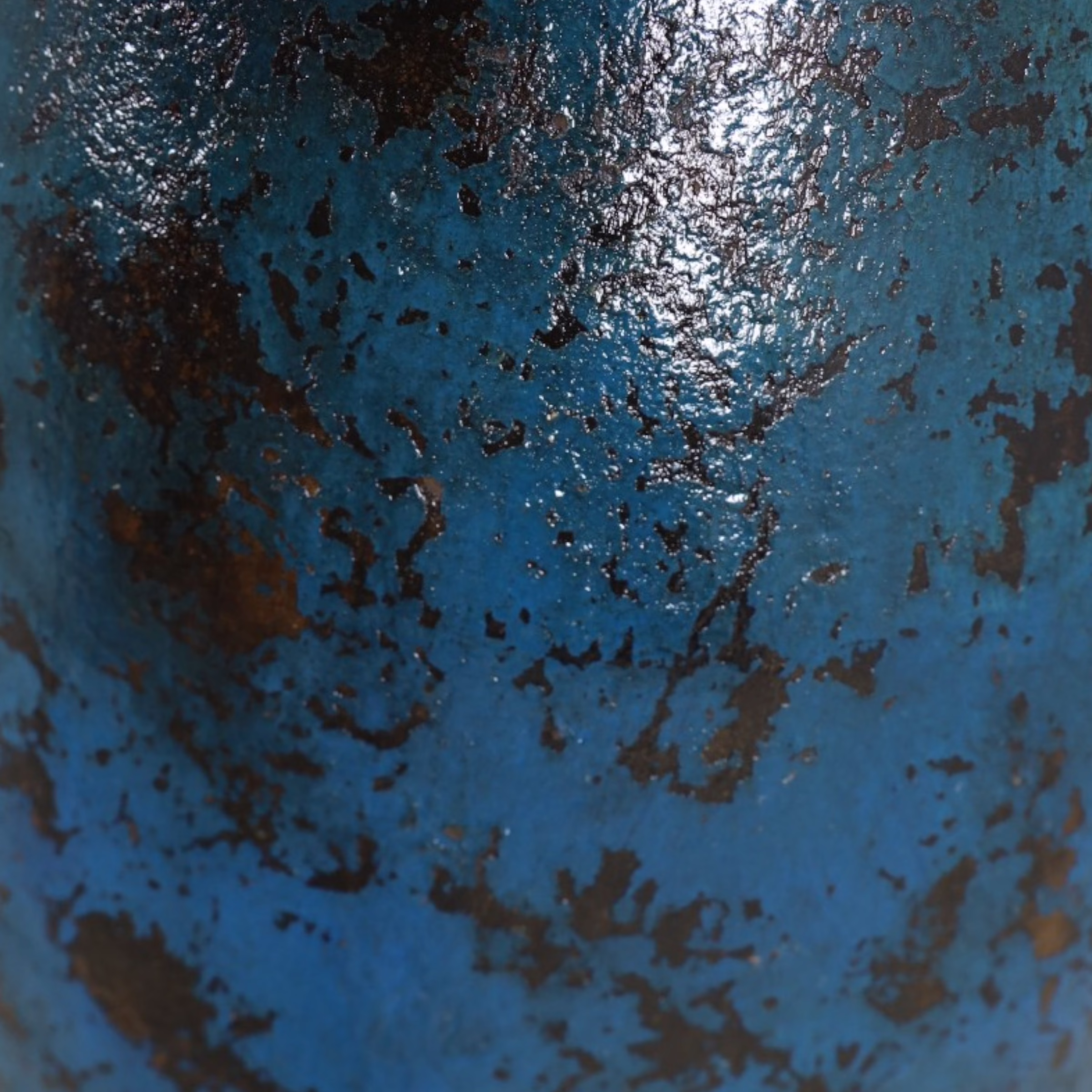 Handmade Tall Terracotta Floor Vase, MXG 490 2 Close up texture of Tall Terracotta Floor Vase showing handcrafted blue patina finish and oxidized surface variation