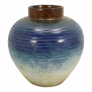 Blue Ombre Terracotta Vase highlighting layered ombre coloration and rounded form
