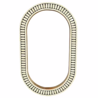 Bone Inlay Oval Wall Mirror handcrafted with geometric artisan detailing