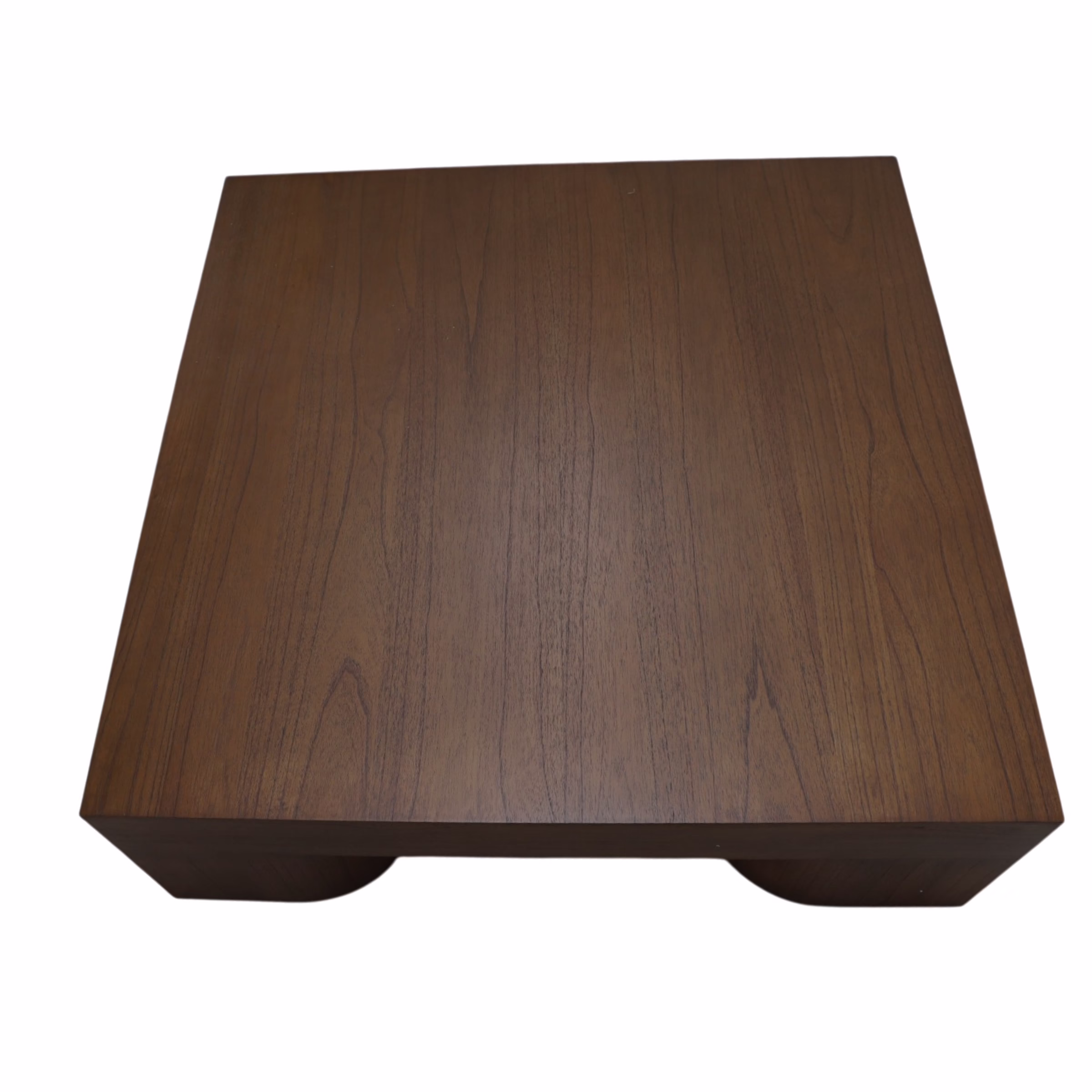Leilani 48" Square Coffee Table, Warm Walnut 3 Overhead view of Sculptural Walnut Coffee Table Leilani displaying square geometric form