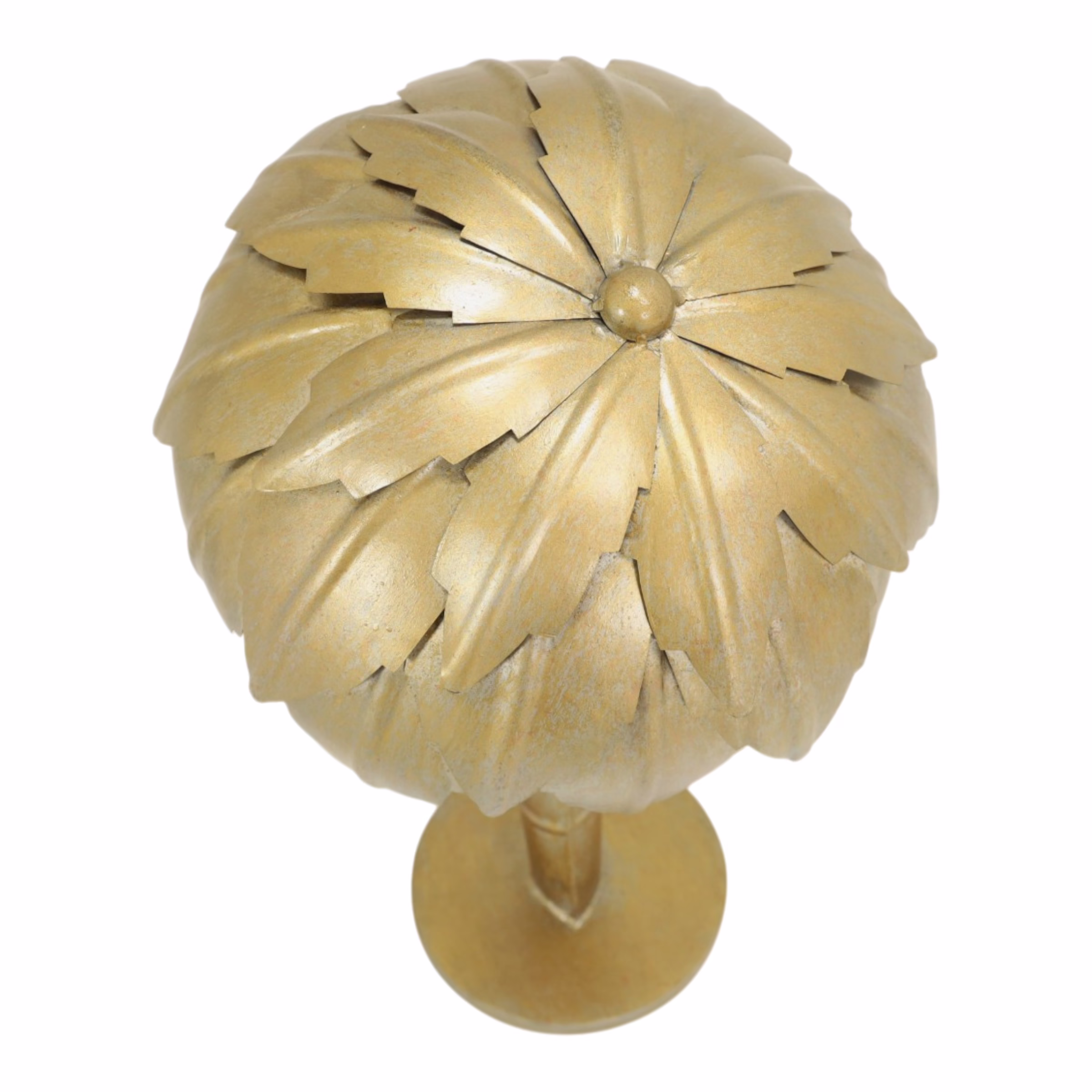 Palm Tree Table Lamp Sculptural Brass Canopy 4 Palm Tree Table Lamp viewed from above highlighting layered brass leaf arrangement