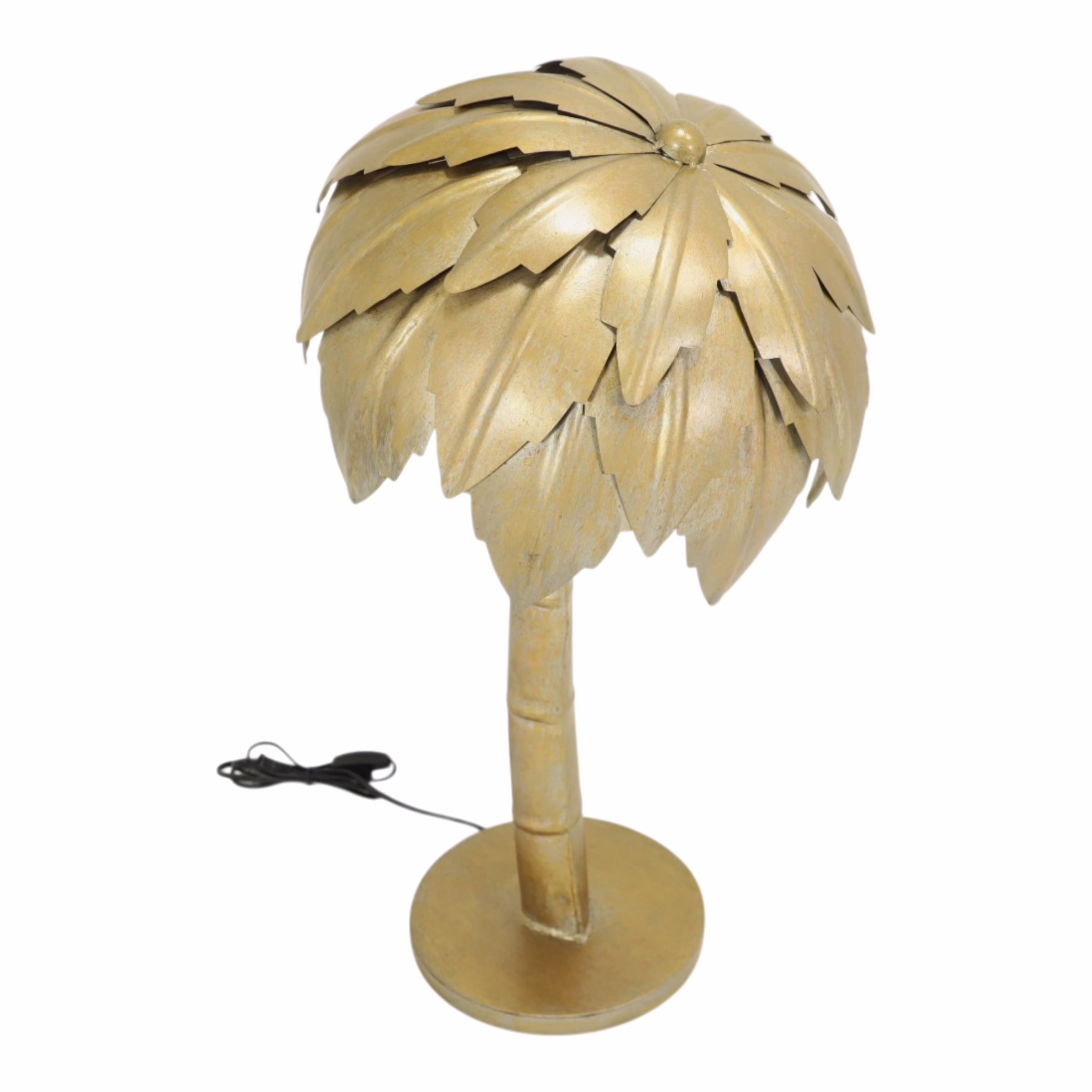 Palm Tree Table Lamp Sculptural Brass Canopy 5 Palm Tree Table Lamp showcasing handcrafted brass palm leaf canopy
